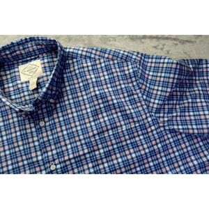Casual Gingham Plaid Button Front Performance Shirt Men's 3XL‎
